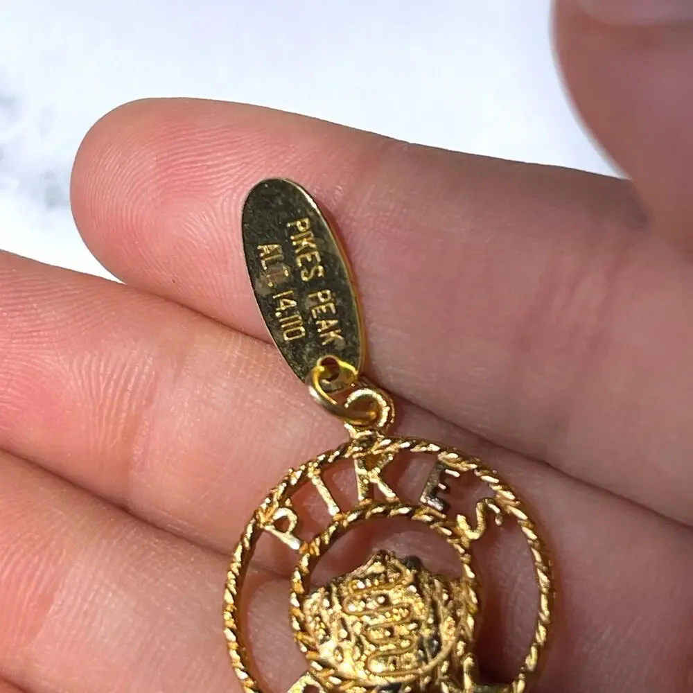 Vintage Pikes Peak Colorado Souvenir Charm Pendant 14,110 Ft Sterling Tag